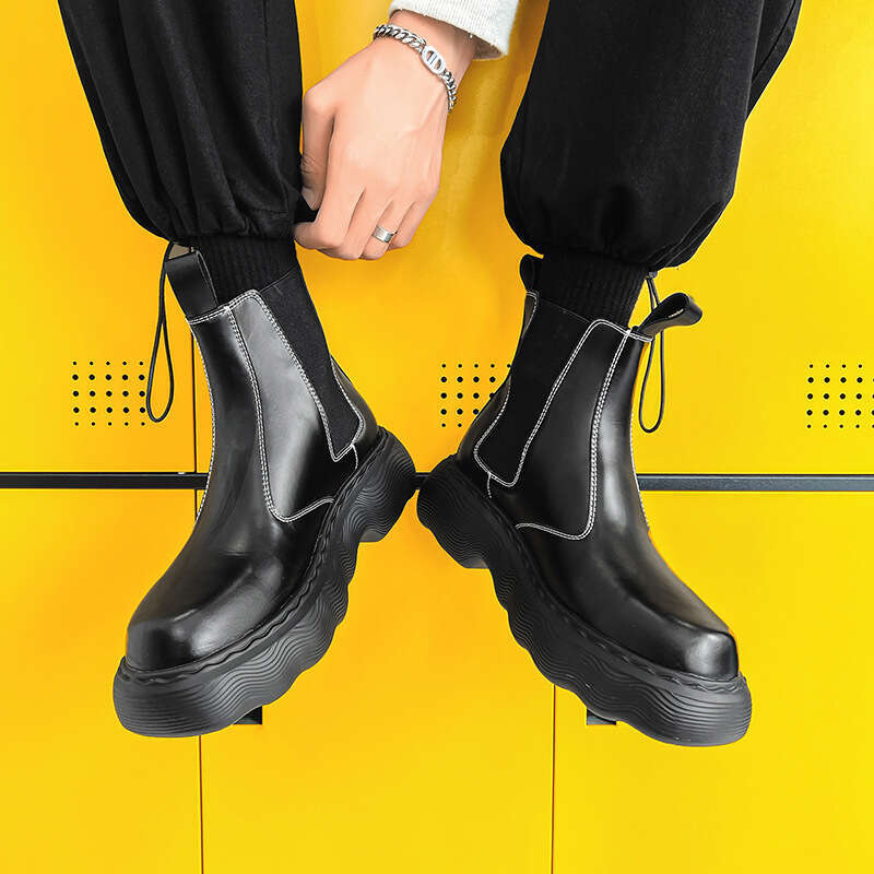 Chelsea men's high ins British style chimney autumn and winter mid top Martin height increasing motorcycle boots