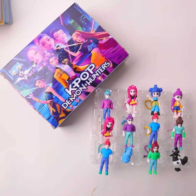 12/24pcs/Set Kpop Demon Hunters Keychain Pendant Derpys Tiger Rumi Mira Zoey Sussy Figurine Doll Fans Surprise Gift Blind Box K251105