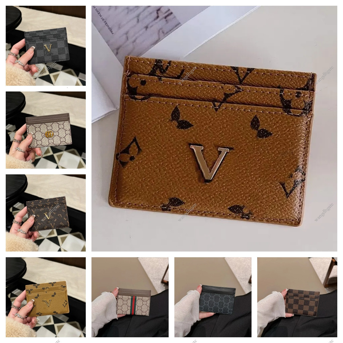 Luxury Designer Credit card clip holders Mini Wallets High Quality For Mens And Womens Genuine Leather Pure Color Card passport organizer Purses credit case wallet