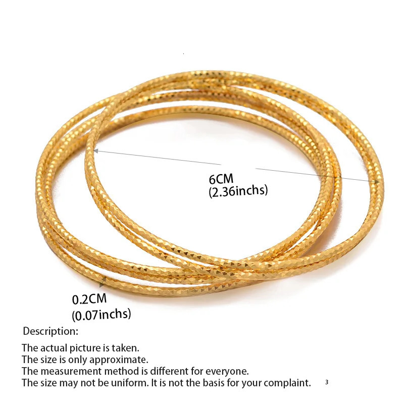 24k 612Pcs Girl Gold Color Dubai Bangles Kids Ethiopian Bracelet Africa Jewelry Bracelet Gift Bangles 6cm Inside Diameter 251031