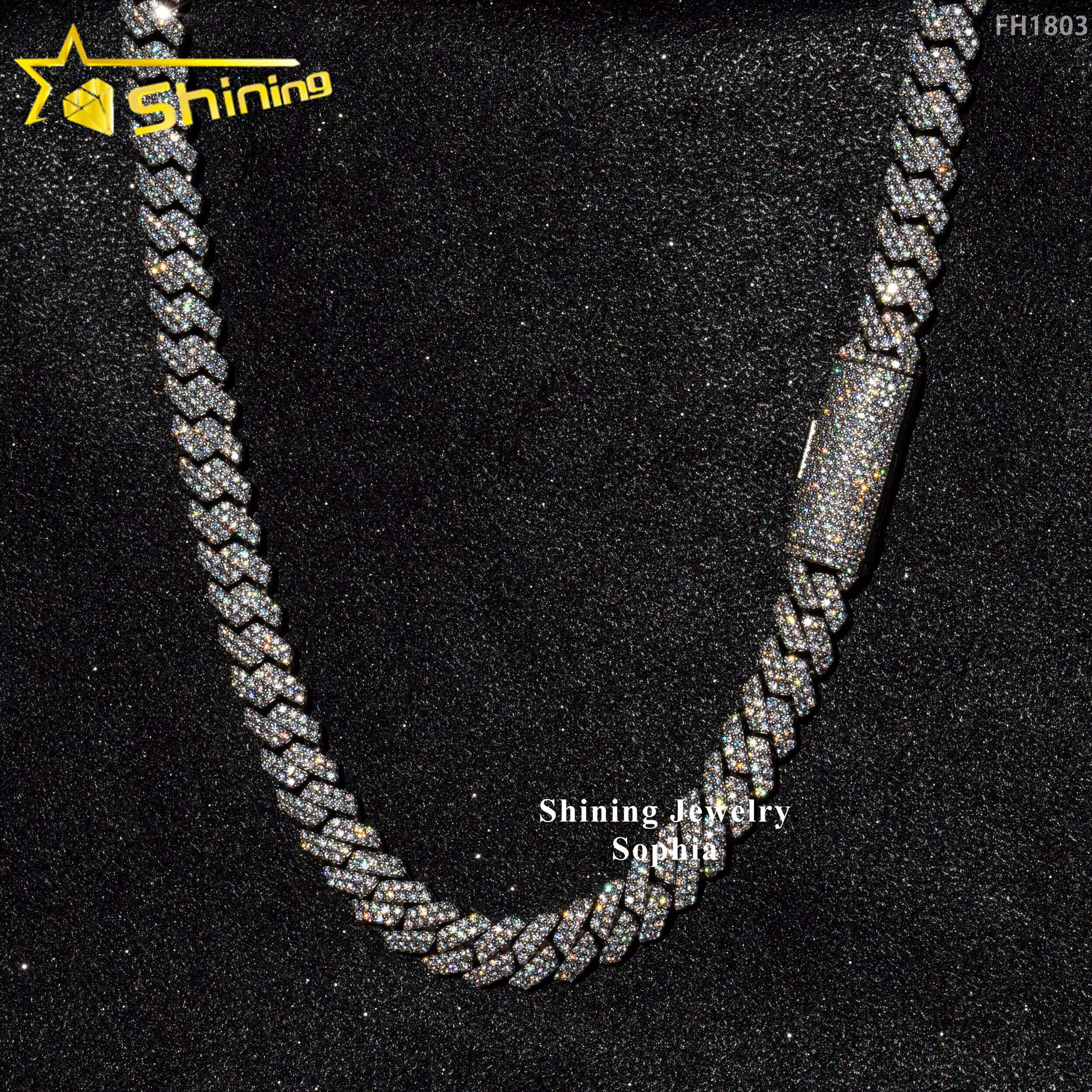 Wholesale Factory China Hip Hop Jewelry Necklace 925 Sterling Silver Micro Pave Zirconia Diamond Cz Cuban Link Chain