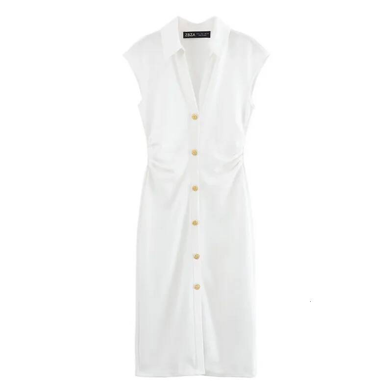 winter jacket women HXAO Ruched Women's Summer Bodycon Elegant Party Sleeveless Solid Midi Dresses Button Long Shirt Dress 088