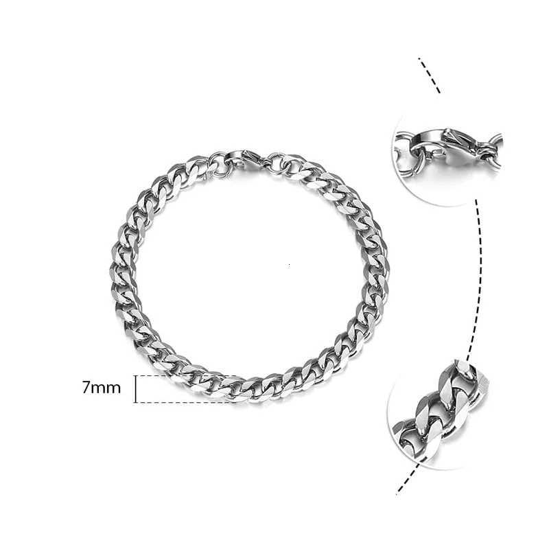Titanium Steel Basic Curb Chain Bracelet for Men Stainless Steel Cuban Link Chain Wristband Classic Simple Heavy Male JewelryXJ251105