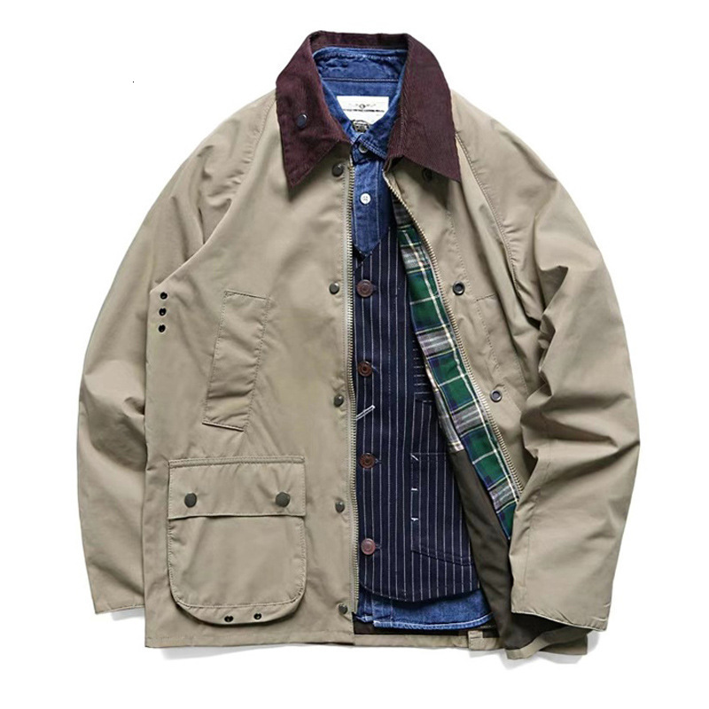 GDDQSDC British Style Hunting Jacket Without Wax Mens Spring and Autumn Waterproof Trench Coat Workwear Jacket Replica BBRA 250916