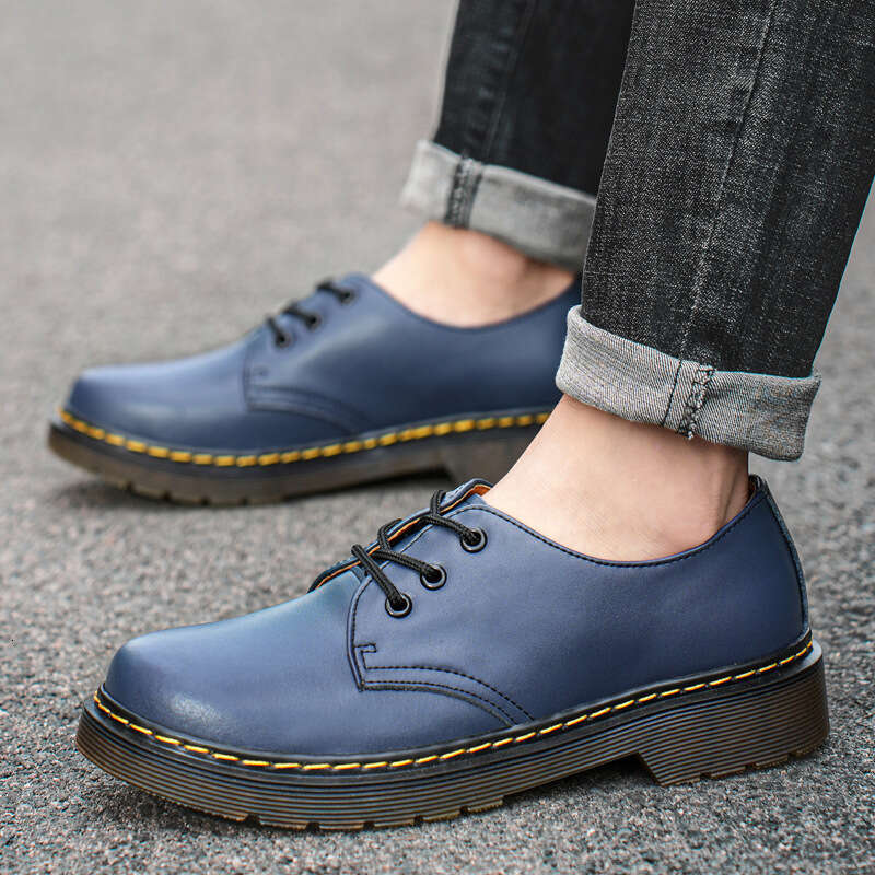 Large low cut shoes, cowhide, British style, large size short boots, round toe, men's and women's casual workwear shoes for couples