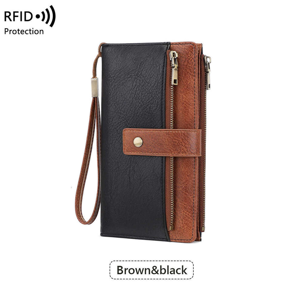 Cross-Border New RFID Anti-Magnetic Women's Multi-Card Slots Long Wallet European and American Retro Fashion Clutch