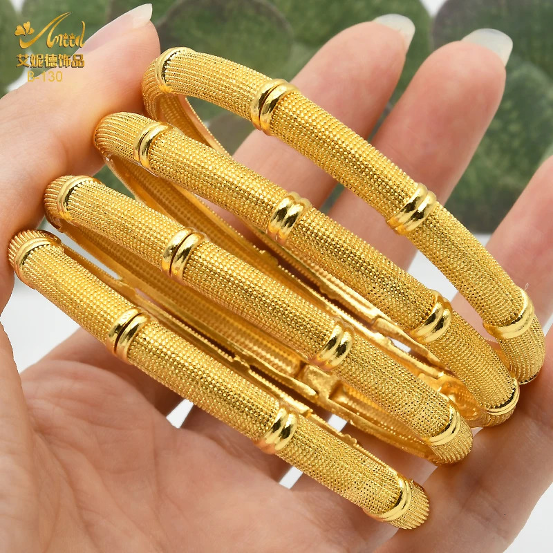 ANIID African Ethiopia Dubai Fashion 24K Gold Color Bangle Jewelry Women Party Bride Wedding Gifts Bracelet Wholesale 251031