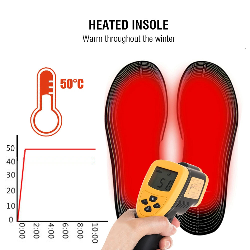 USB Electrically Heated Insoles for Shoes Battery Electric Heating Thermal Insoles for Feet Warm Sock Pad Winter Warm Shoe Sole251105