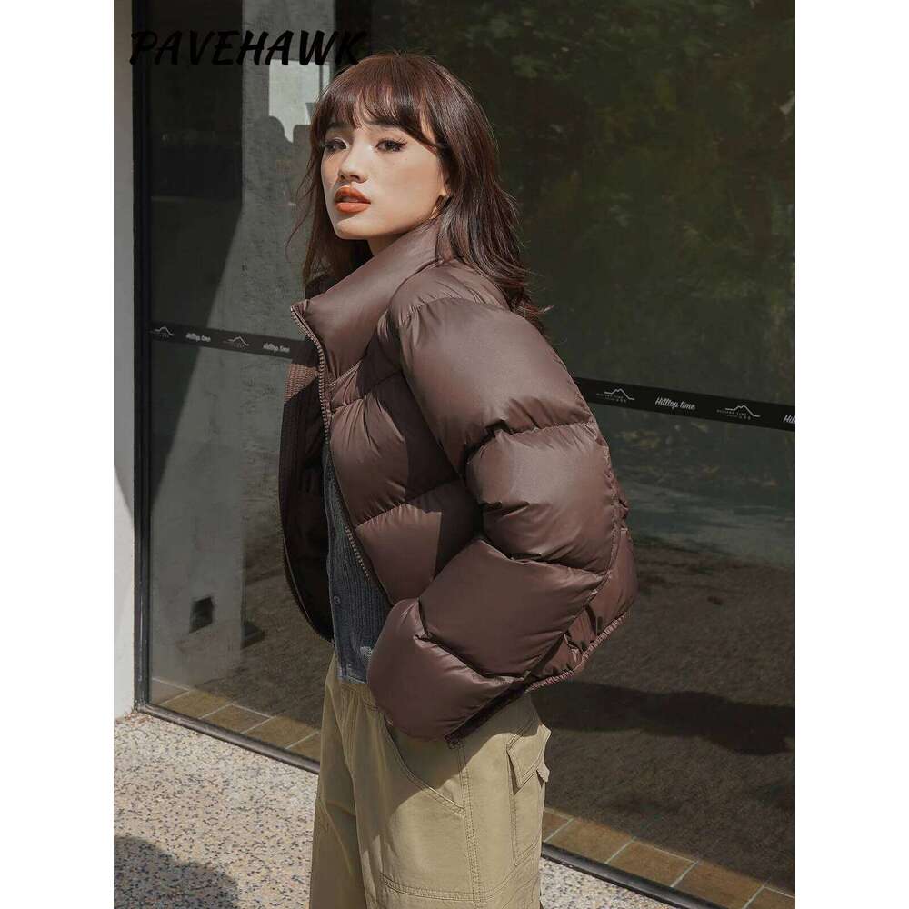 Women Autumn Winter Short Parkas Zipper Pockets Thick Warm Casual Down Jacket Streetwear Slim Fit Windproof Female Outerwear