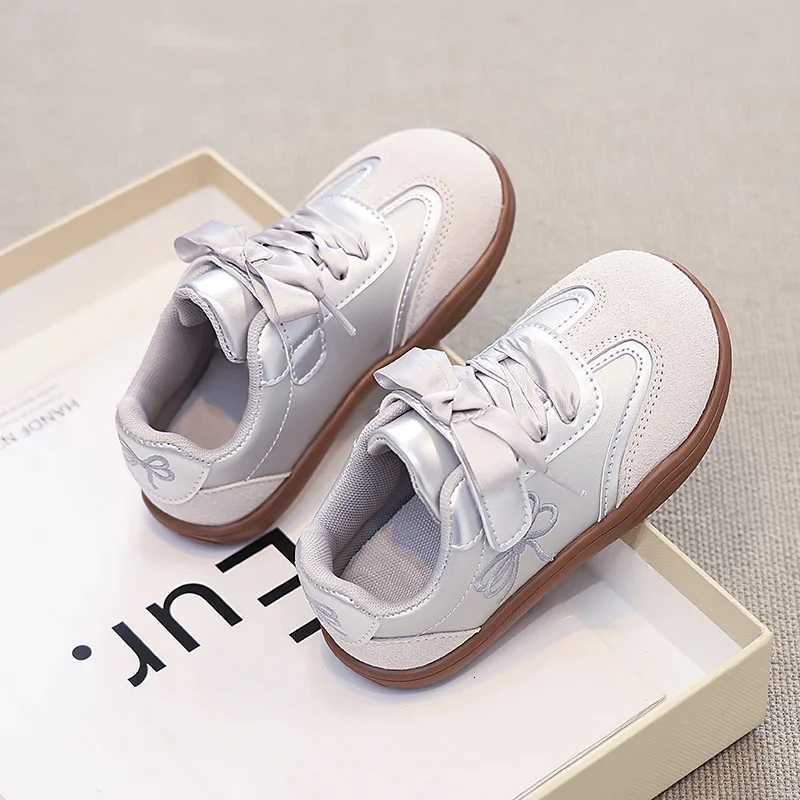 Spring Autumn Girls Sneakers Sweet Bowknot Embroidered Children Tennis Shoes Fashion Non-slip School Versatile Kids Causal ShoesT251105