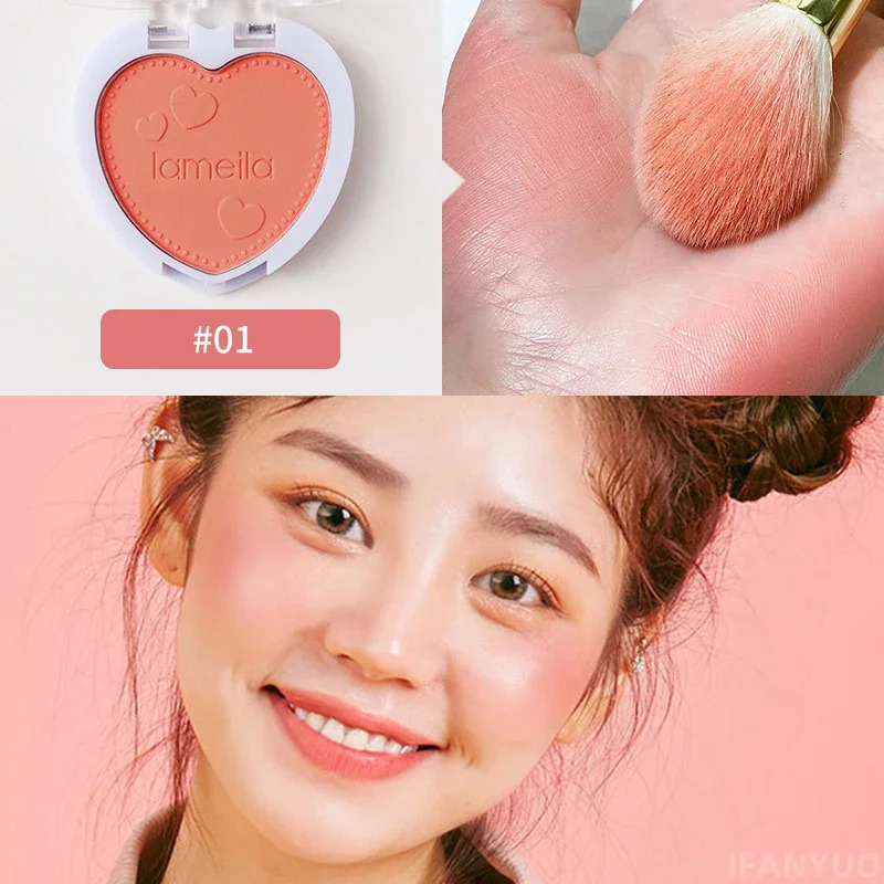 Lovely heartshaped powder blusher monochrome makeup palette mineral red natural face cream pink cosmetics 250325