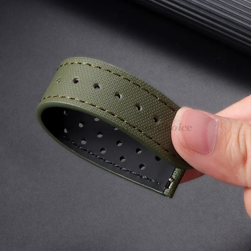 Premium Sailcloth Watch Strap 18mm 20mm 22mm Rally Racing Watch Strap Quick Release Perforated Breathable Mens Sport Watchbands 251104