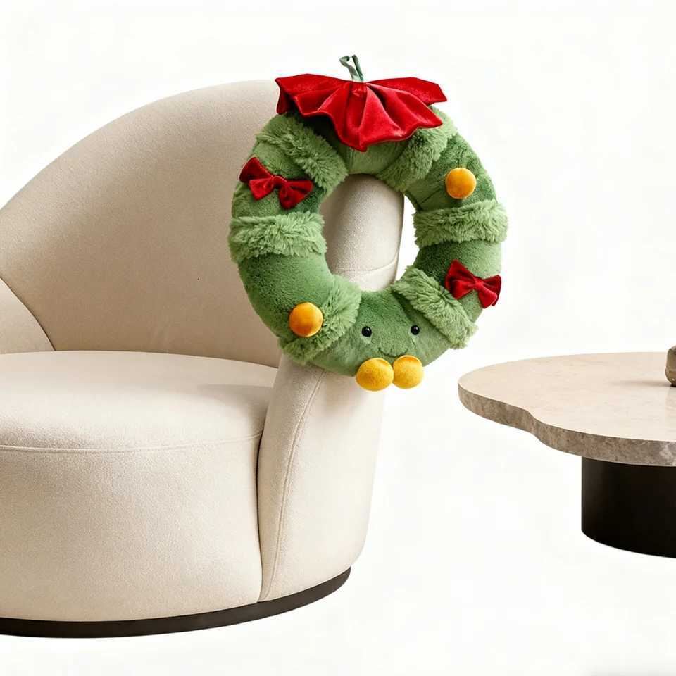 Soft Christmas Wreath Plush Pillow Cozy Home Decor for Living Room Bed Funny Festive Gift Idea Machine Washable Y251105