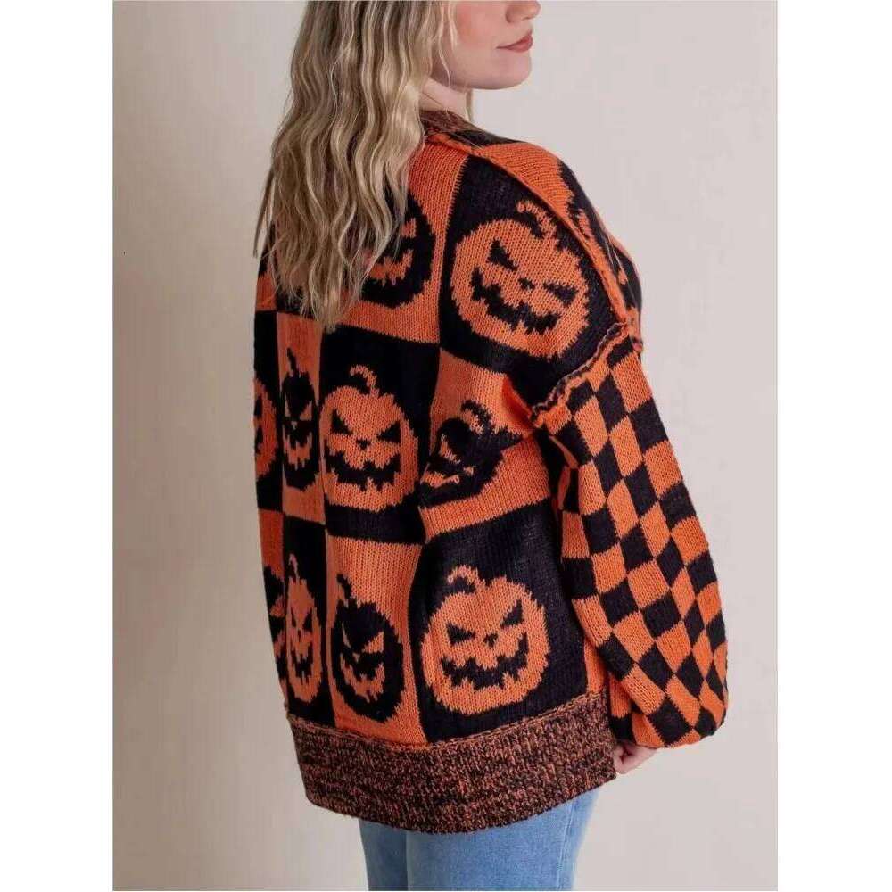 2025 Autumn Winter Halloween Knitted Women O-Neck Long Sleeve Springr Loose Female Casual Pullovers Sweaters Women Sweater Designer Sweater Women
