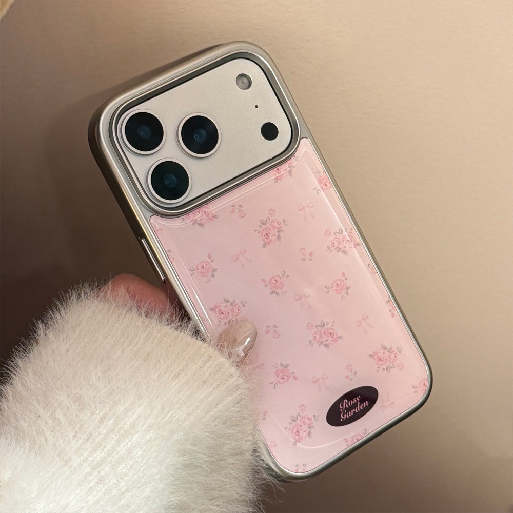 Girly Pink Flower Electroplated Phone Case Suitable for iPhone 17/16 Pro Personalized All-inclusive iPhone 15/14 Anti-fall