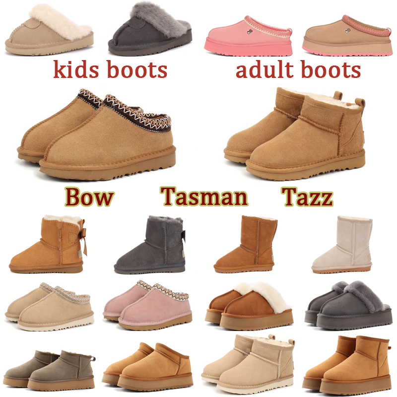 Designer Slippers kids boots adult boots toddle Girls Boys Tazz bow Tasman Ultra Mini Snow Boots Toddler Women Baby Shoes Children Kid shoes Designer Youth eur 21-42