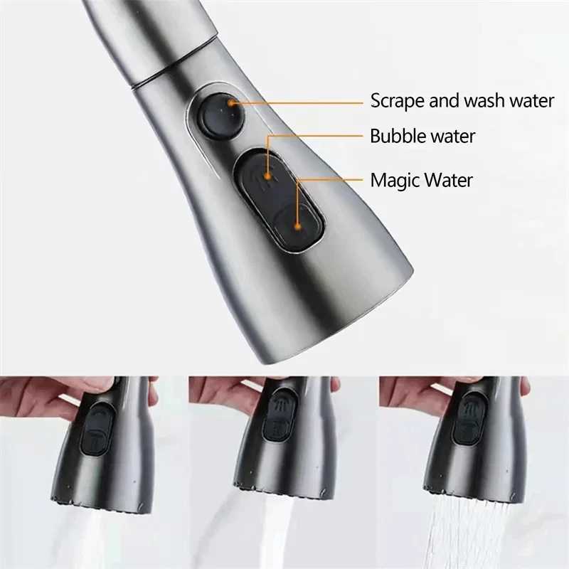 Kitchen Faucets Bed Nickel Pl Out Kitchen Sink Water Tap Deck Mounted Mixer Stream Sprayer Hot Cold Taps Sliver Y251104