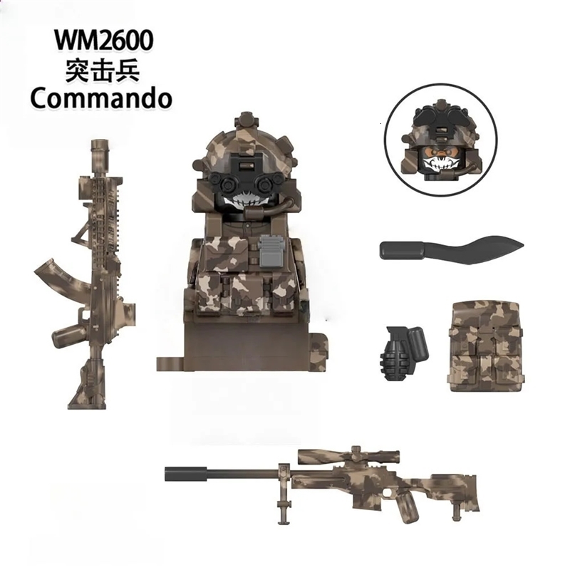 WM6147 WM6168 Military Series SWAT Special Forces Building Blocks Commando Soldier City Cap Mini Action Figure Toys 251104