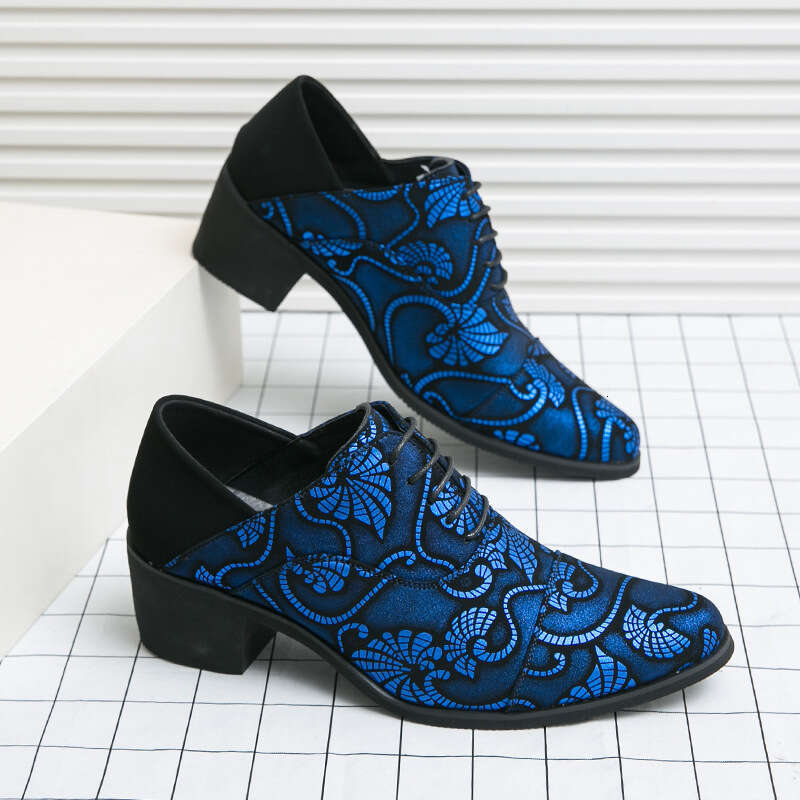 Men's in plus size, new casual fashionable high-heeled leather men's height increasing business dress shoes, wedding shoes