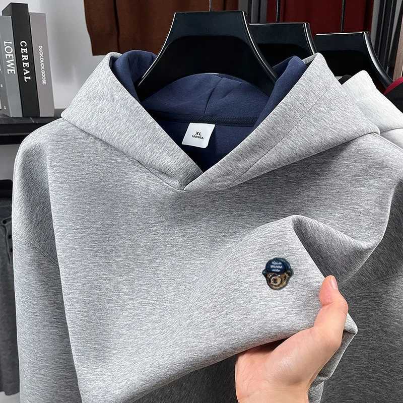 mens new autumn winter long sleeves hooded sweatshirt keep warm high grammage tops leisure High Street versatile mens clothingT251105
