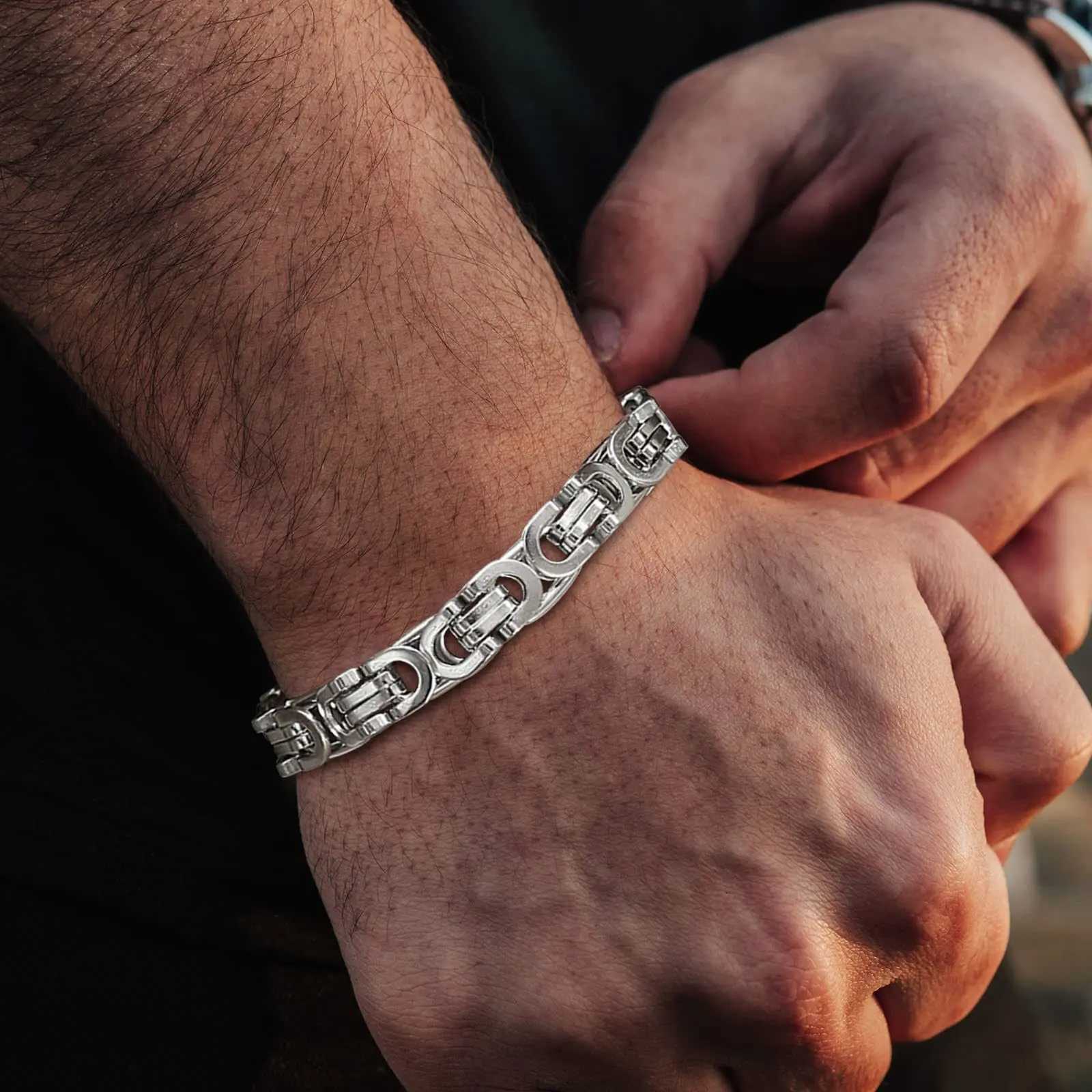 Flat Byzantine Bracelets for Men Waterproof Stainless Steel Chain Link WristbandChristmas Gifts to Dad Father Boyfriend BFFXJ251105