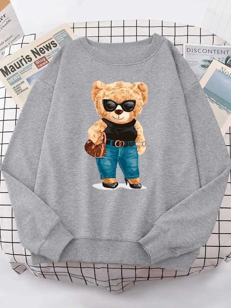Fashion Teddy Bear Rich Hoody Women Street Soft Shoulder Drop Sweatshirt Fleece Warm Hoody hip hop Fit Comfortable PulloversT251105