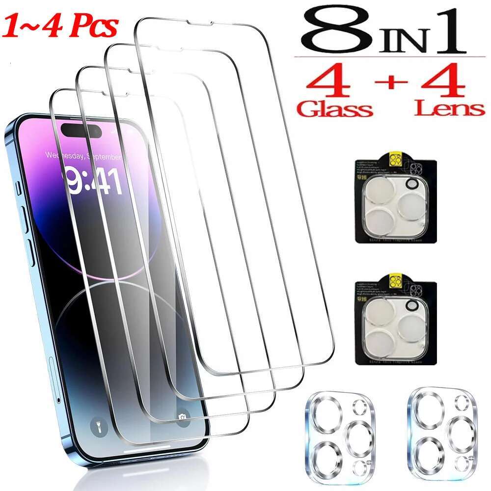 HD Screen Protector 15 14 Pro Max Tempered Glass For 11 12 13 Mini Camera Lens Film iPhone 16 Plus