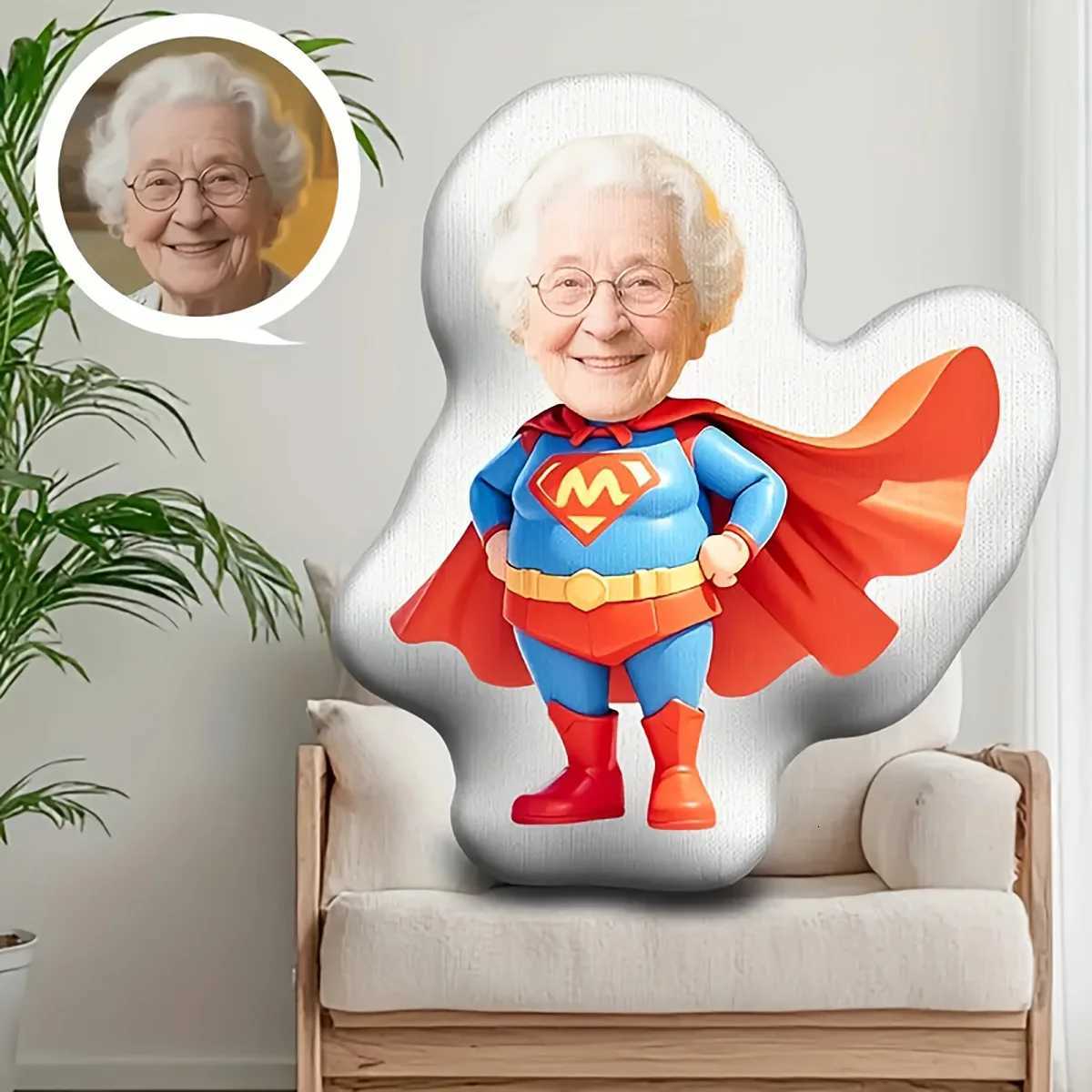 1 customized photo printed super flying figure shaped pillow personalized gift for Valentines Day Halloween Christmas Y251105