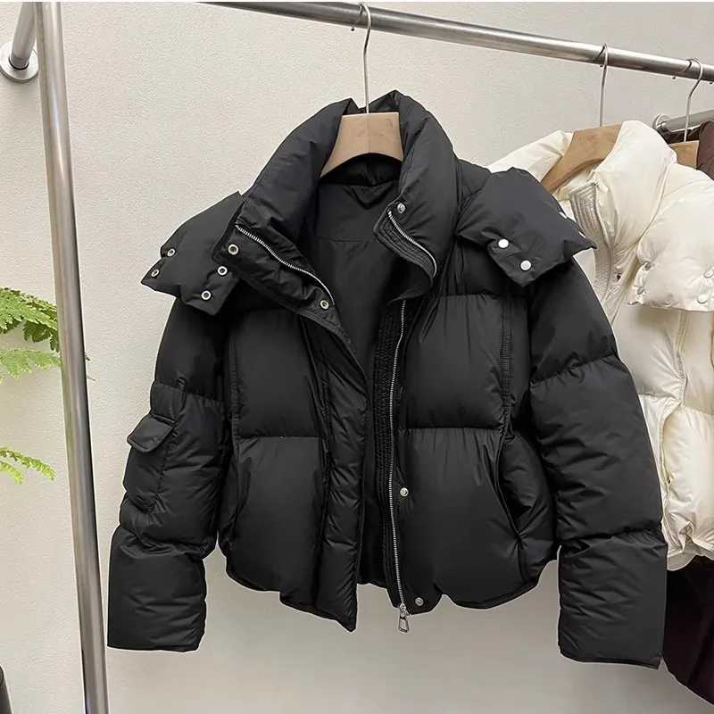 Down Jacket for Women Winter 90 White Duck Hooded Warm Down Coats Casual Loose Short Thick New Fashion Lightweight Puffy JacketT251105