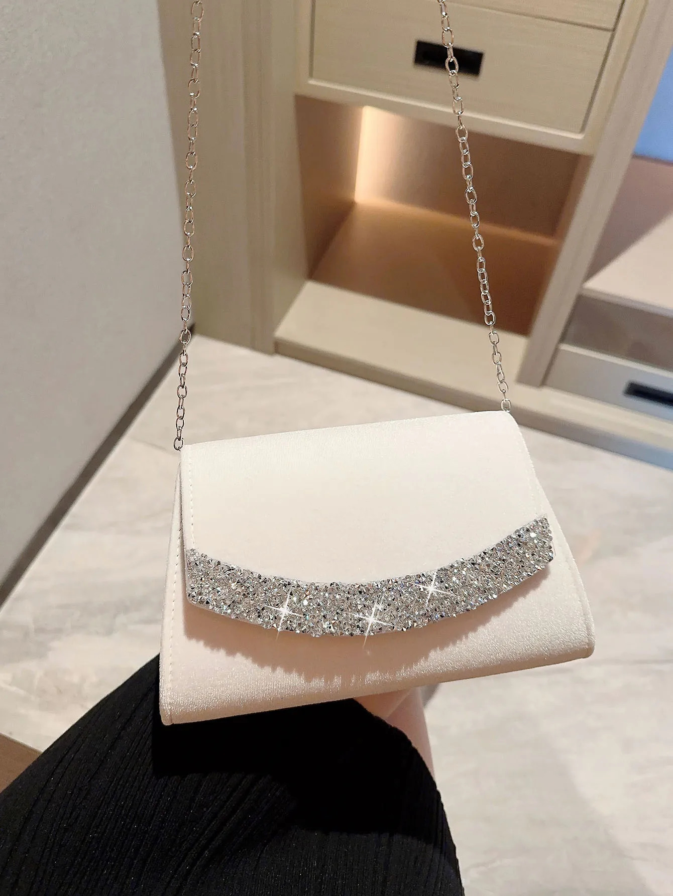 Sparkling Diamond Velvet Evening Dress Bag Handmade Evening Dress Bag Romantic White Wedding Bag Wedding Bag Wedding Bag 250402