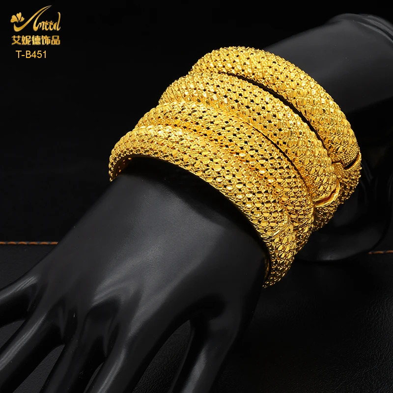 ANIID Dubai Gold Color Bangles For Women Bridal Charm Bracelet Nigerian Wedding Gift African Jewelry Party 251031