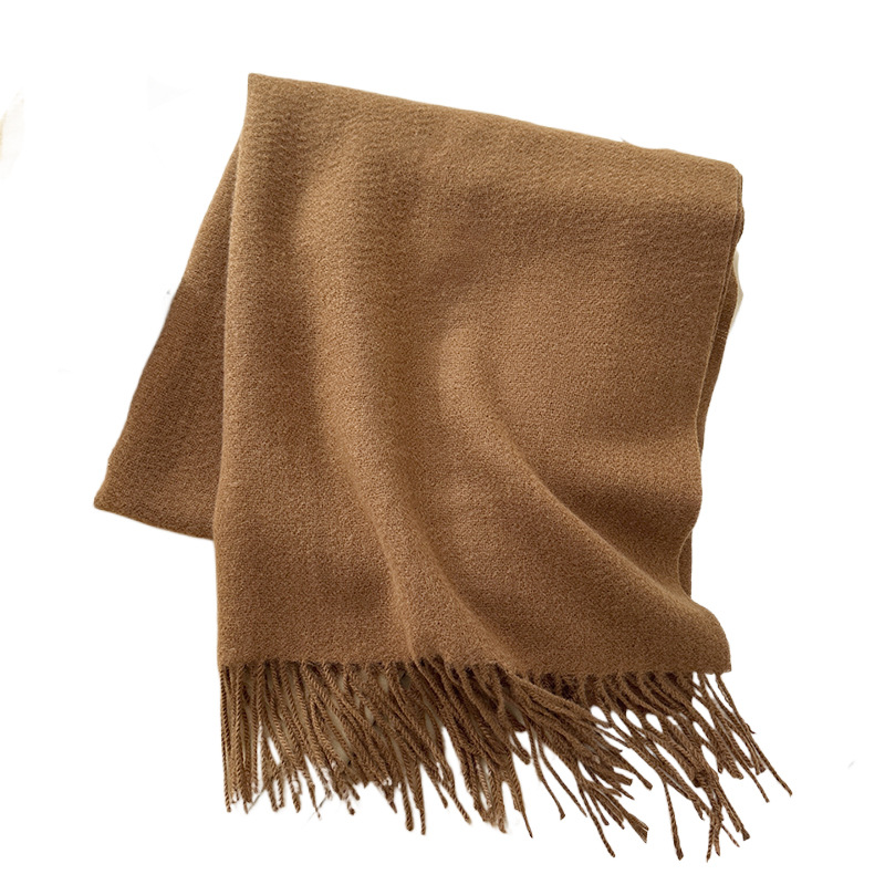 K307 Scarf autumn and winter atmosphere pure color imitation cashmere ladies temperament literary niche soft waxy warm tassel scarf shawl