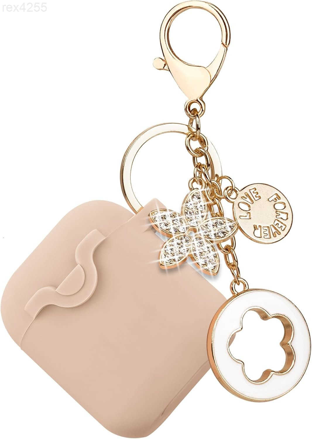 Security Lock Silicone Protective Case Compatible with Case 1 2 with Shiny Keychain Soft Protective Earbud Case for Women C260205