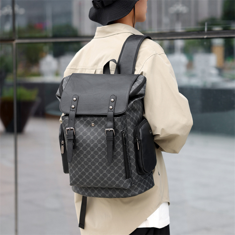 designer Free shipping Men's casual print texture computer bag color business travel backpack 2025