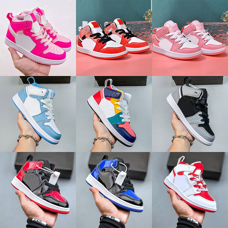 Designer 1s Kids Basketball Shoes Game Infants Royal Scotts Obsidian Chicago Bred Sneakers Melody Mid Multi-Color Tie-Dye Baby Athletic Outdoor Size 25-35