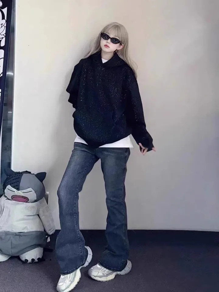 wool hoodie unisex streetwear shrink rhinestone warm black all rhinestone all rhinestone all rhinestone 250403
