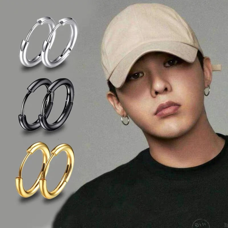 1 Pair Stainless Steel Hoop Earrings Women Men Gold Color Small Earrings Girl Jewelry Pendientes Mujer Aretes Cartilage Piercing 251131