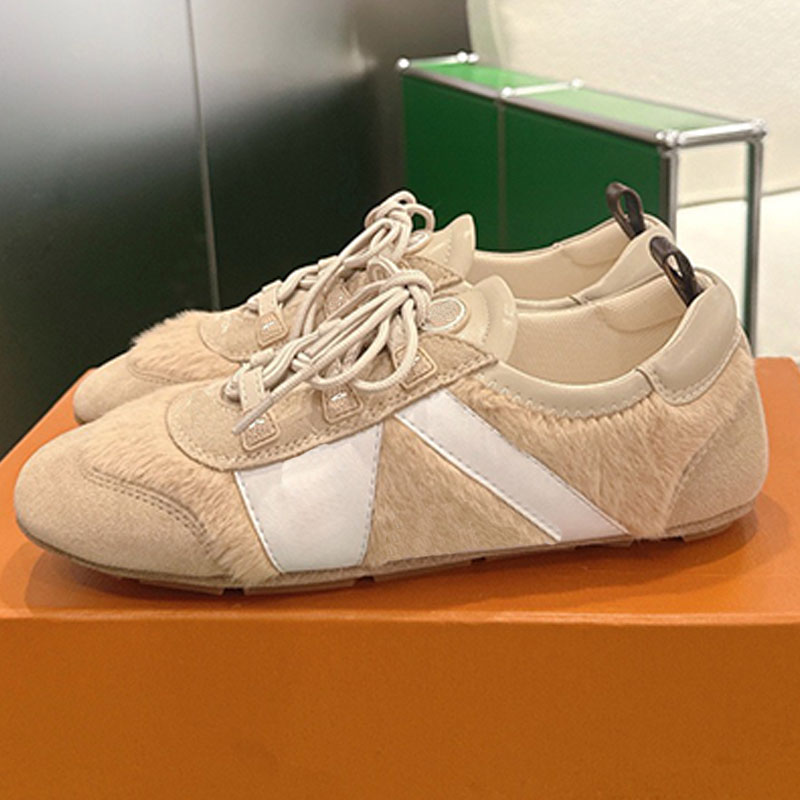 Excellent Italian Designer Sneakerina Advanced Soft Wool Fabric Lightweight Comfortable Ballet Pump Retro Suede Calf Leather Edging TPU Outsole Non Slip Sneakers