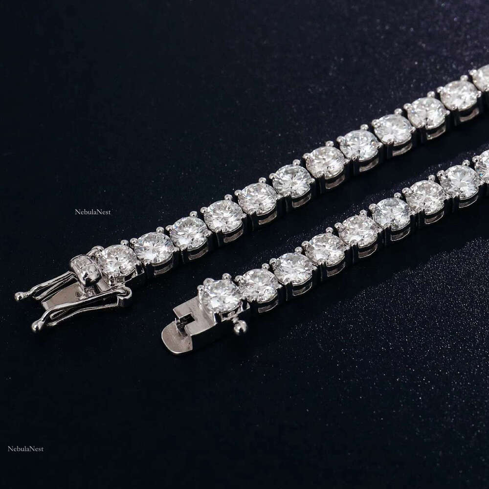 In Stock VVS Moissanite Sterg Sier Tennis k Chain Unisex Fine Hip Hop Jewelry in 3mm 4mm 5mm Sizes Neckerlss Style