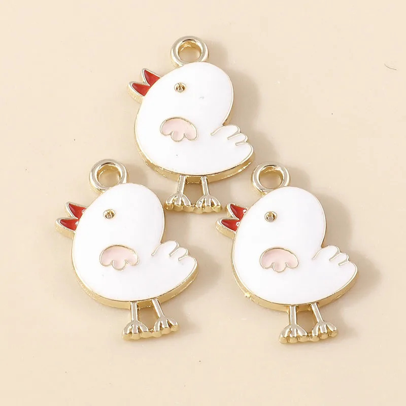 10 Cute Enamel Chicken Charm Kawaii Animal Yellow Bird Pendant DIY Earrings Keychain Jewelry Making Craftsmanship 250325