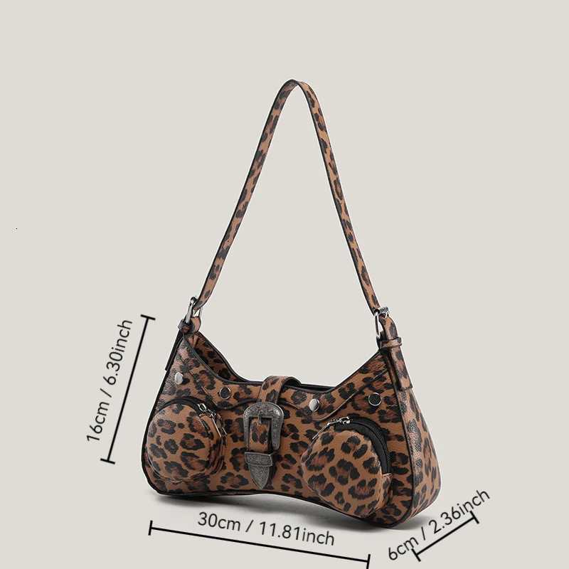 Womens Fashionable Handbag Trendy Underarm Bag Pu Three-Dimensional Shoulder Bag with Multiple Pockets Leopard Print Tote Bag Z251104