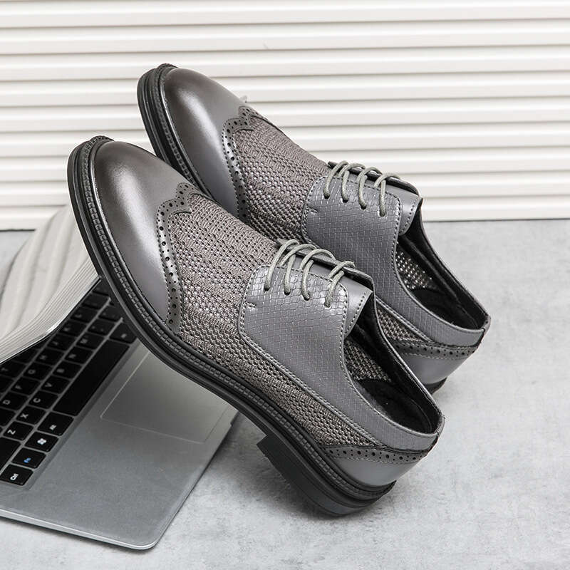 Large size summer new hollowed out fashionable men's block carved British style casual leather shoes