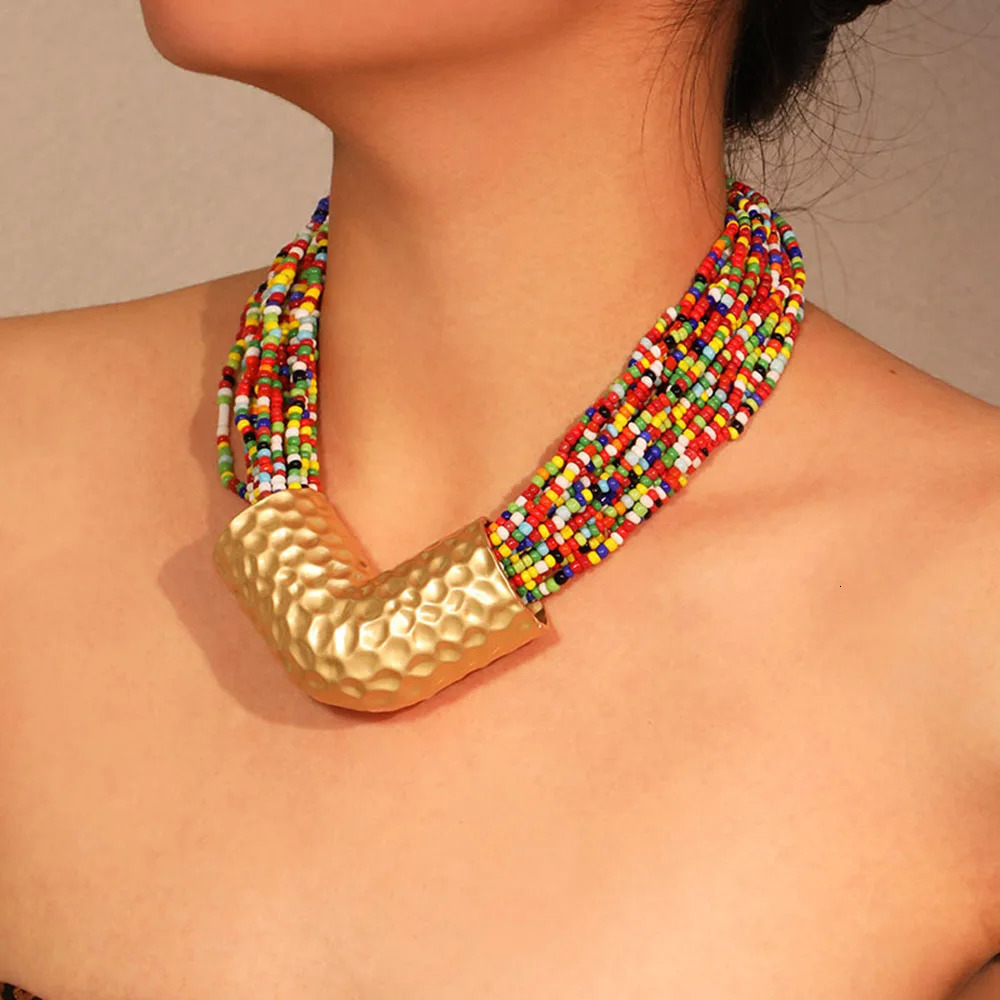 Statement Boho Colorful Beads Necklace Handmade for Women Trendy Wedding Party Jewelry Accessory 251031