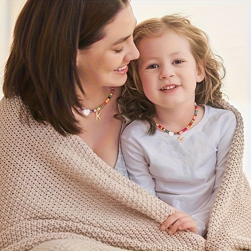 designer Y2K necklace for jewelry woman necklace designer for women Colorful Turquoise Rice Bead String Heart Necklace Stainless Steel Letter Pendant 