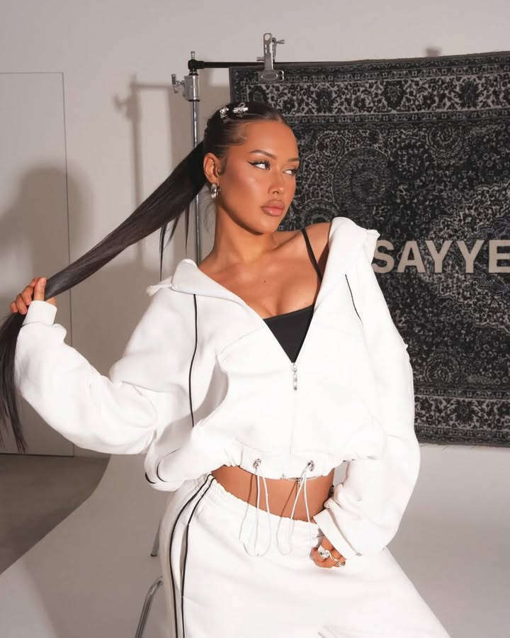 Cross-Border Women's Fashion Line Color-Block Hooded Zipper Sweatshirt Casual Loose Straight-Leg Pants Two-Piece Set For Women B5