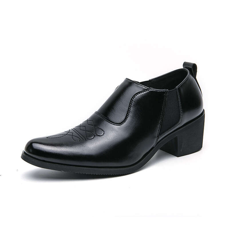 Men's oversized new fashionable men's business dress groom's wedding shoes, thick soled high rise leather shoes