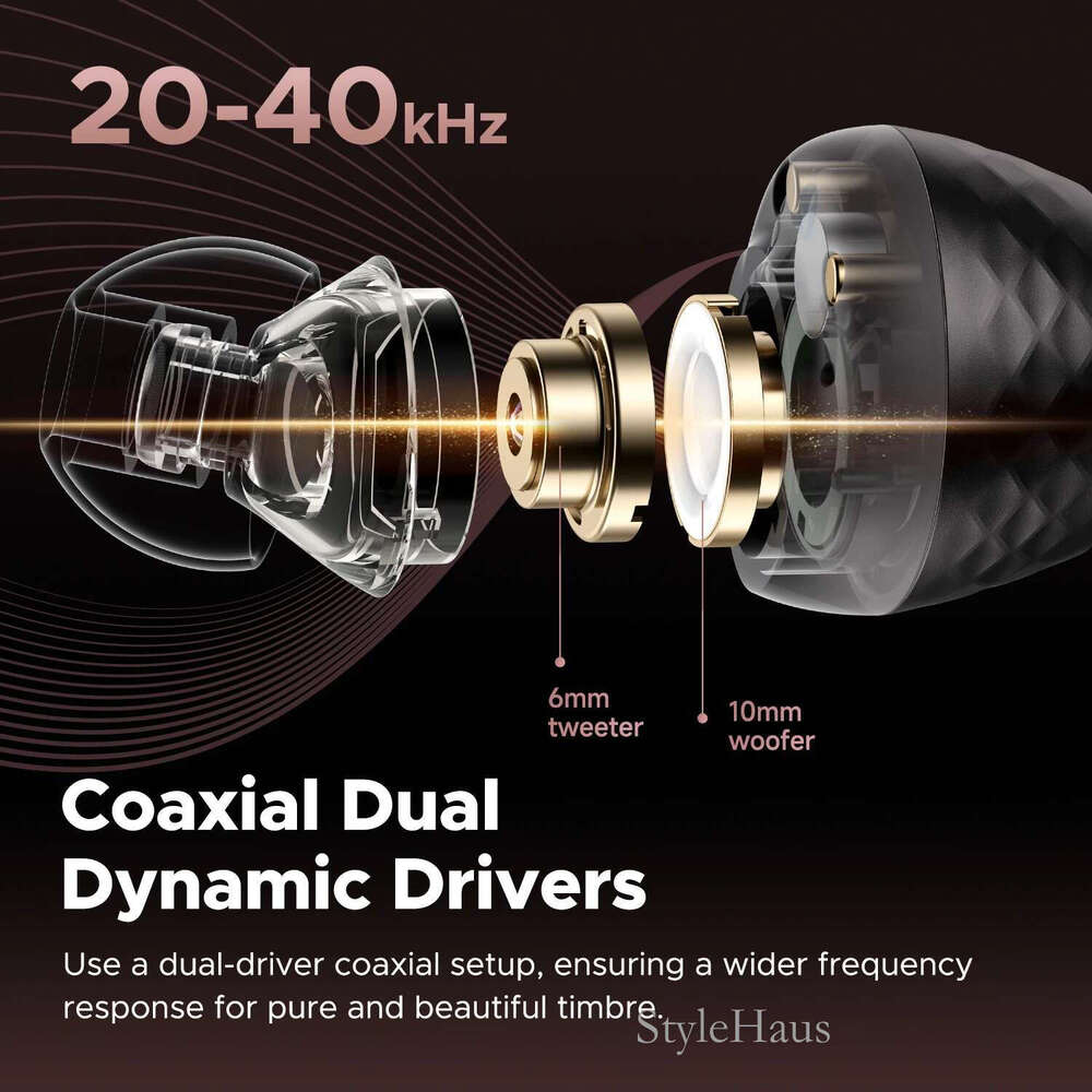 SoundPEATS Engine4 Hi-Res Bluetooth 5.3 Wireless Earbuds with LDAC, Coaxial Dual Dynamic Drivers for Stereo Sound, Total 43 Hrs