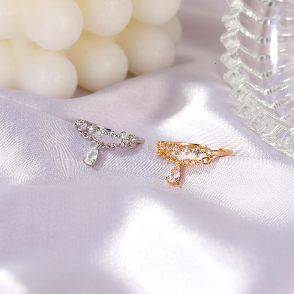 Korean Version New Fresh Zircon Pendant Beautiful Inlaid Diamond Open Joint for Women Sweet Food Finger Ring