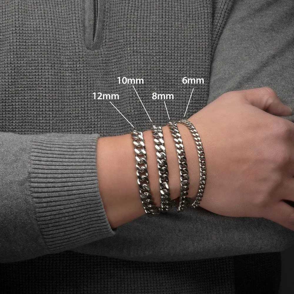 Stainless Steel Cuban Chain Bracelets for MenSilver Gold Black Color Miami Curb Link Chain WristbandClassic Punk JewelryXJ251105