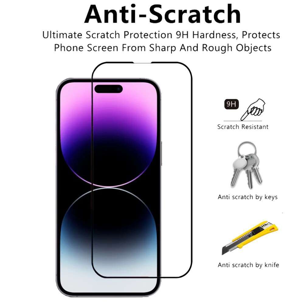 protector pantalla For IPhone 16 14 13 12 11 Max Tempered Glass iPhone 15 Pro max Screen Protector iPhone13 Mini Cristal templado iPhone14 Plus Front 